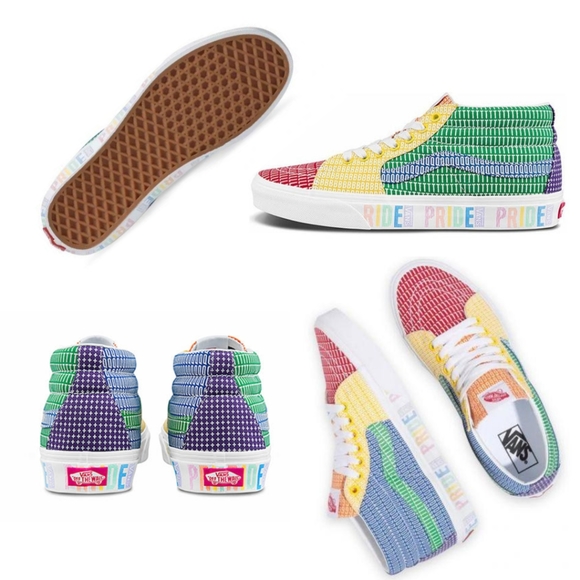 🌈Vans Sk8 Mid Pride Multi Red Orange Yellow Green Blue PurpleWhite LGBTQ+ - Picture 1 of 2